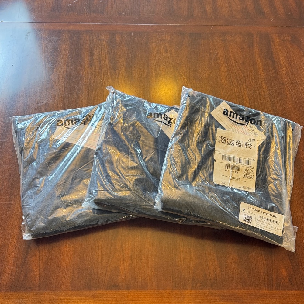 Amazon Essentials Triple Pack Black Tees NWT - image 1
